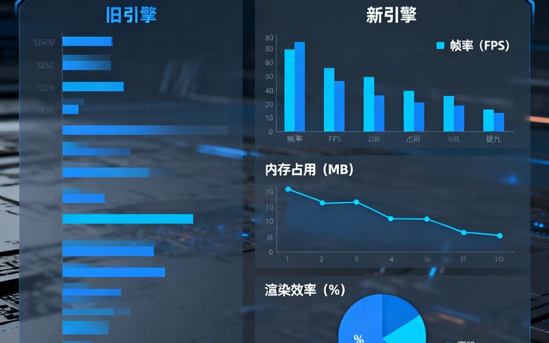 PG模拟器第三代引擎发布的技术文章配图，展示新旧引擎对比的数据图表和性能提升指标