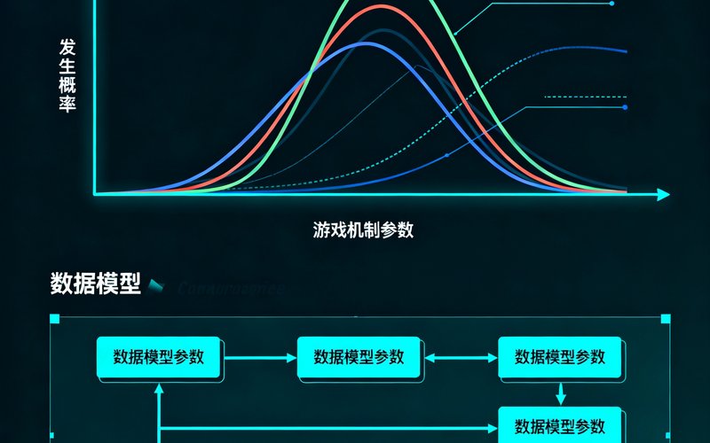 游戏机制深度解析系列文章配图，展示复杂概率分布图和数据模型示意图