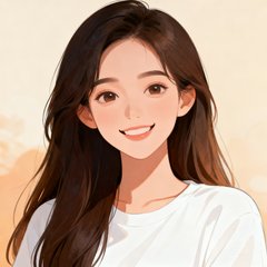 一位长发女性用户头像，穿着简洁的白色上衣，面带微笑，背景为柔和的暖色调