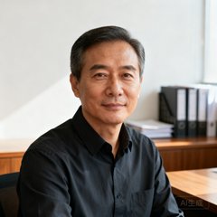 一位中年男性用户头像，穿着深色商务衬衫，表情沉稳自信，背景为办公室环境